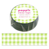 World Craft Washi Tape - 15mm - Clear Tape - POPPIE Yellow Green Checkered