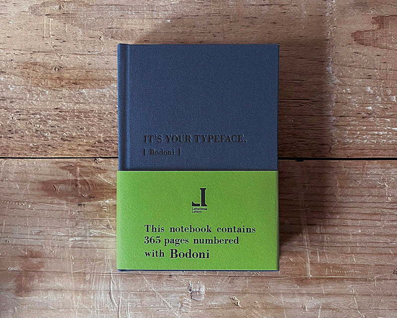 Letterpress Letters Typeface Hardcover Notebook 365 Pages Numbered with BODONI