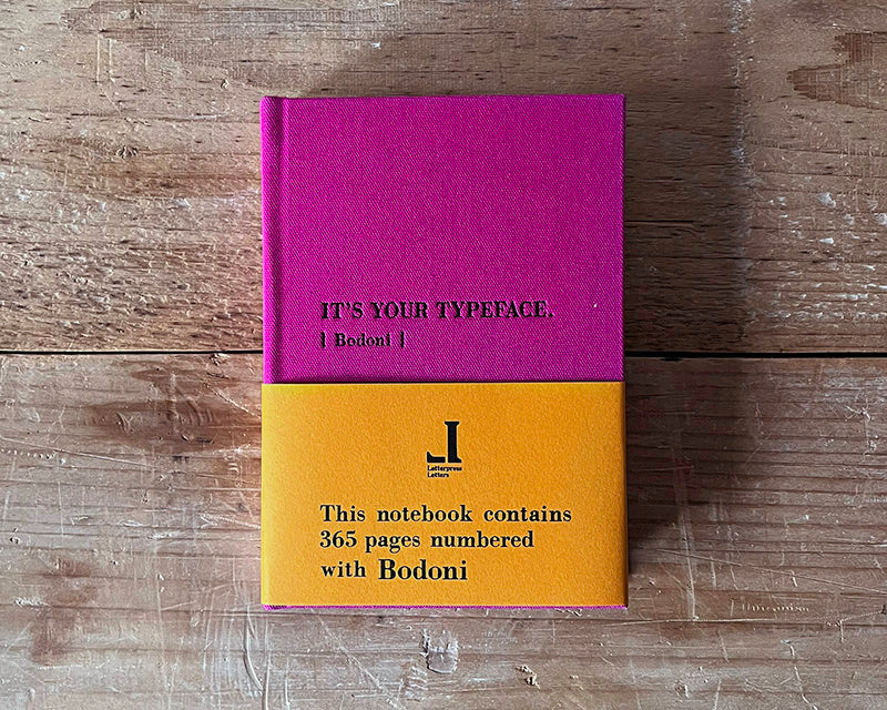 Letterpress Letters Typeface Hardcover Notebook 365 Pages Numbered with BODONI