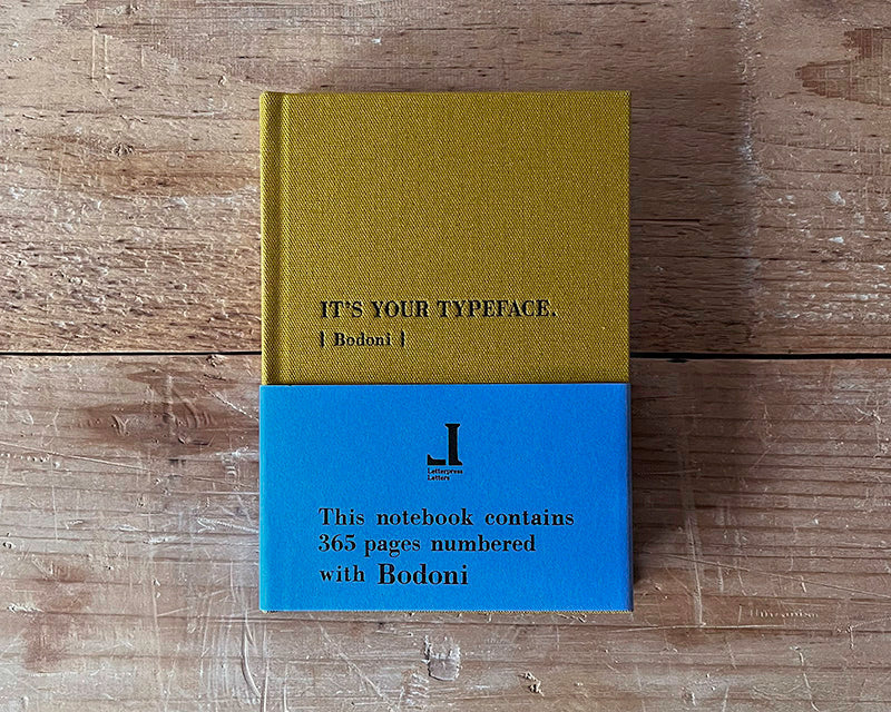Letterpress Letters Typeface Hardcover Notebook 365 Pages Numbered with BODONI