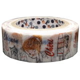 Seal Do Printing Washi Tape - 15mm - Glitter Tape Bonjour Illustrated by Shinzi Katoh