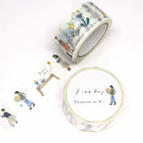 Kamiiso Sansyo Washi Tape - 20mm - Fine Day Illustrated by Miki Tamura