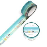 Kamiiso Sansyo Washi Tape - 20mm - Blue and City Illustrated by Miki Tamura
