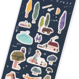 Kamiiso Sansyo Stickers - Forest Illustrated by Miki Tamura